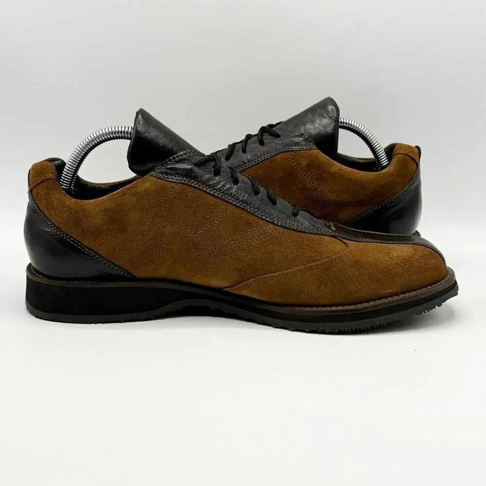 Lucan Fashion Brown Black Leather Suede Derby Shoes Made in Italy - Men’s EU 42